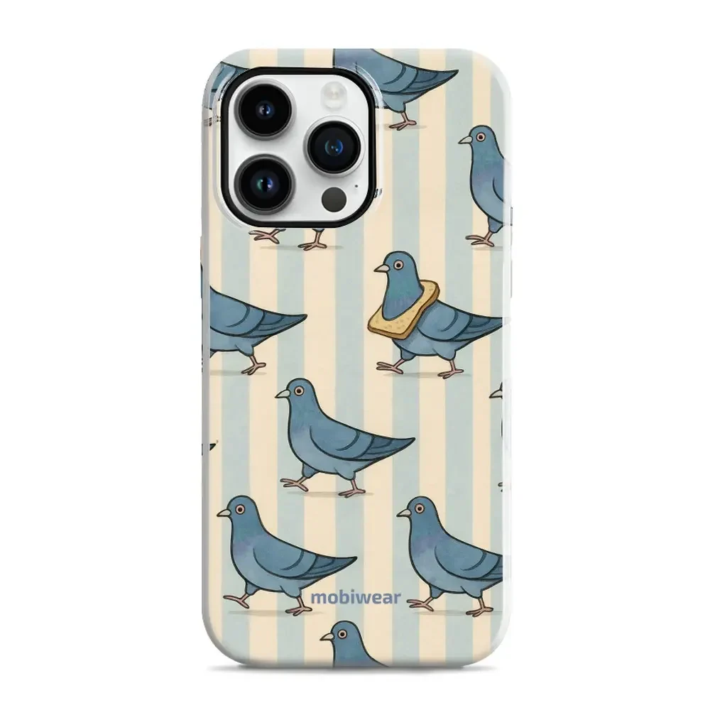 Handyhülle für iPhone 14 Pro Max, Mobiwear Elite Pro, Blaue Tauben