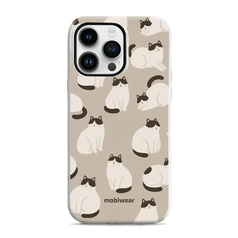 Handyhülle für iPhone 14 Pro Max, Mobiwear Elite Pro, Kaffe Miau