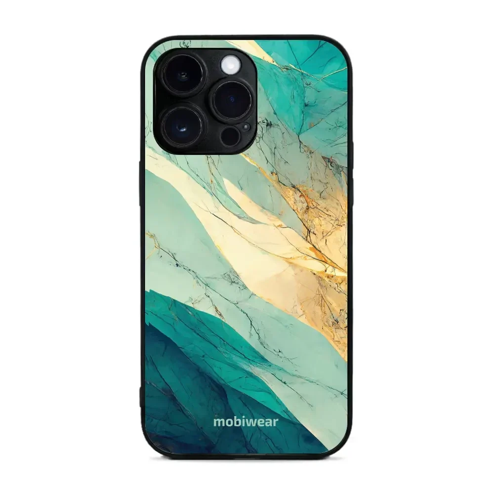 Handyhülle für iPhone 14 Pro Max, Mobiwear Glossy Case, Türkis-Marmor