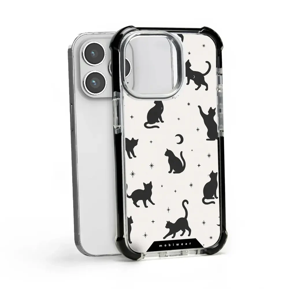 Handyhülle für iPhone 14 Pro mit MagSafe, Mobiwear Elite Bumper, Katzen-Nacht - Image 17