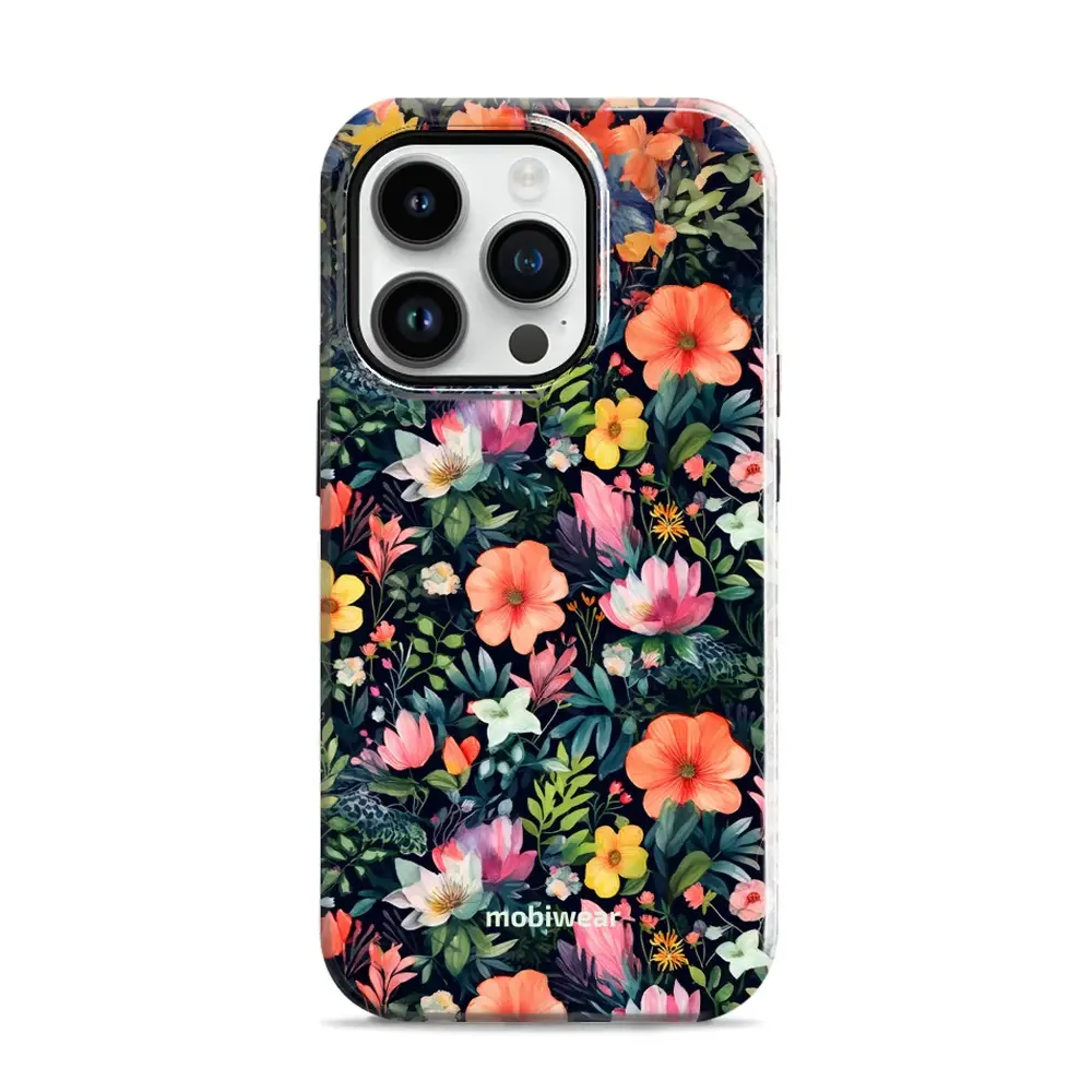 Handyhülle für iPhone 14 Pro, Mobiwear Elite Pro, Bunt-Blumig