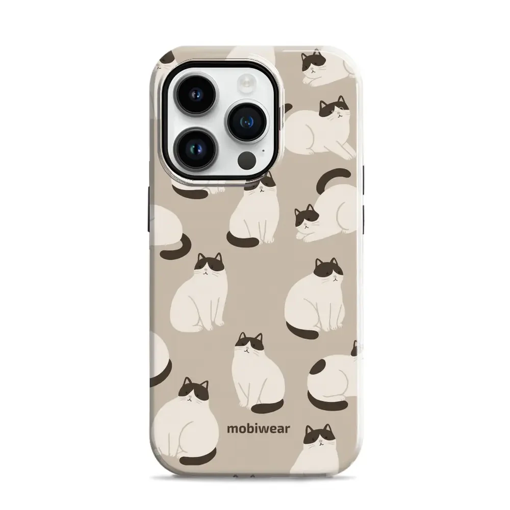 Handyhülle für iPhone 14 Pro, Mobiwear Elite Pro, Kaffe Miau