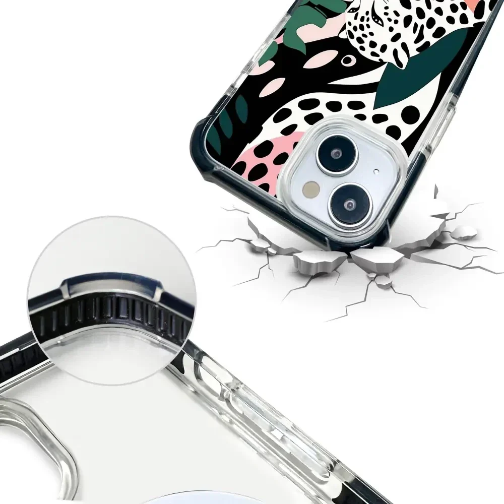 Handyhülle für iPhone 15 mit MagSafe, Mobiwear Elite Bumper, Tropischer Gepard - Image 12