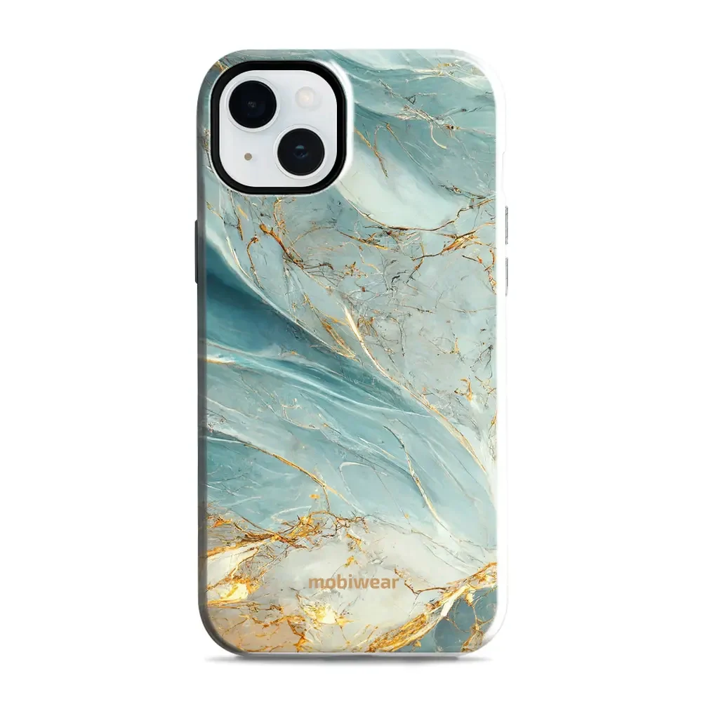 Handyhülle für iPhone 15 Plus, Mobiwear Elite Pro, Adern des Azur