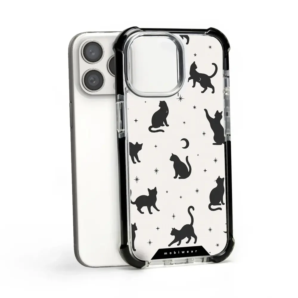 Handyhülle für iPhone 15 Pro Max mit MagSafe, Mobiwear Elite Bumper, Katzen-Nacht - Image 17