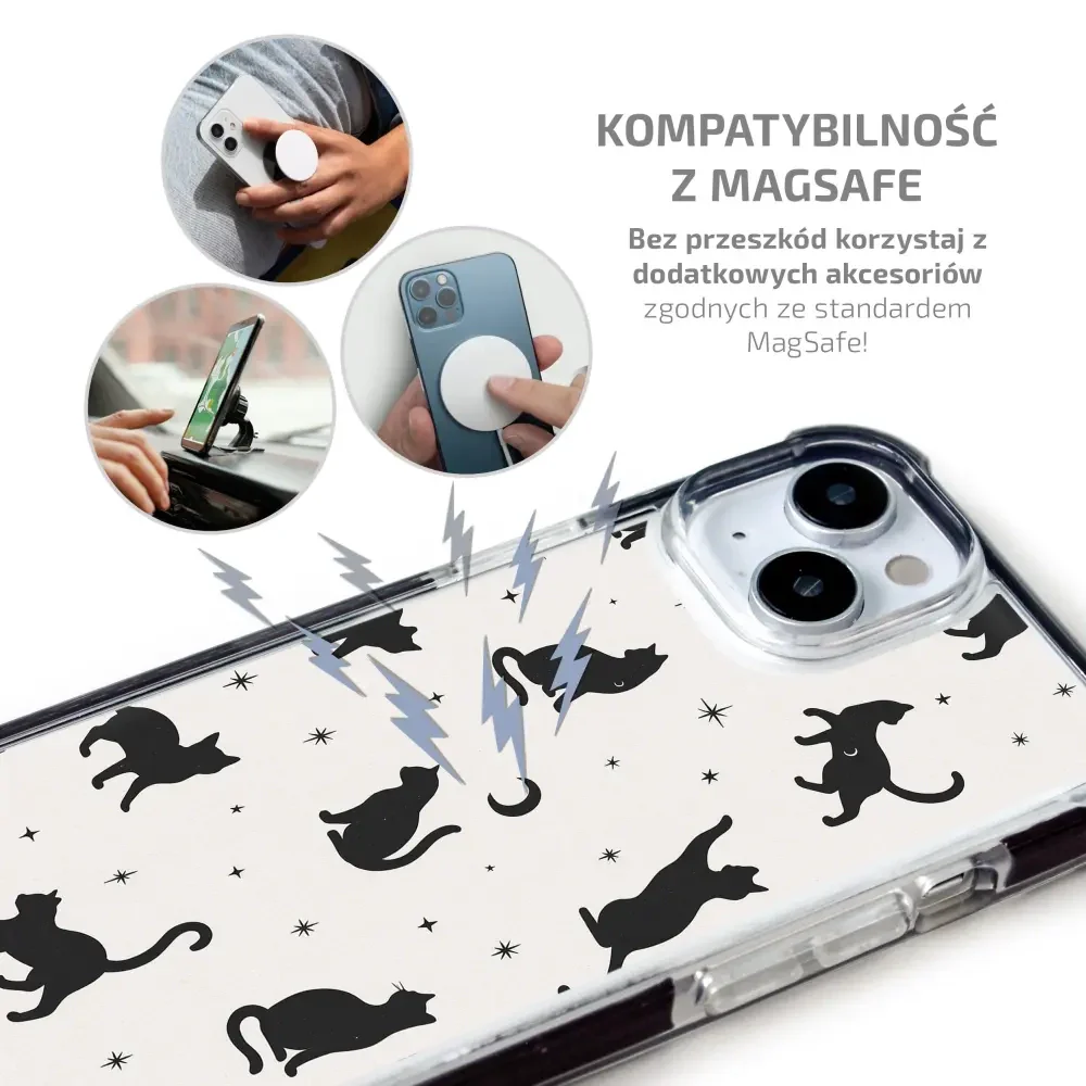 Handyhülle für iPhone 15 Pro Max mit MagSafe, Mobiwear Elite Bumper, Katzen-Nacht - Image 6