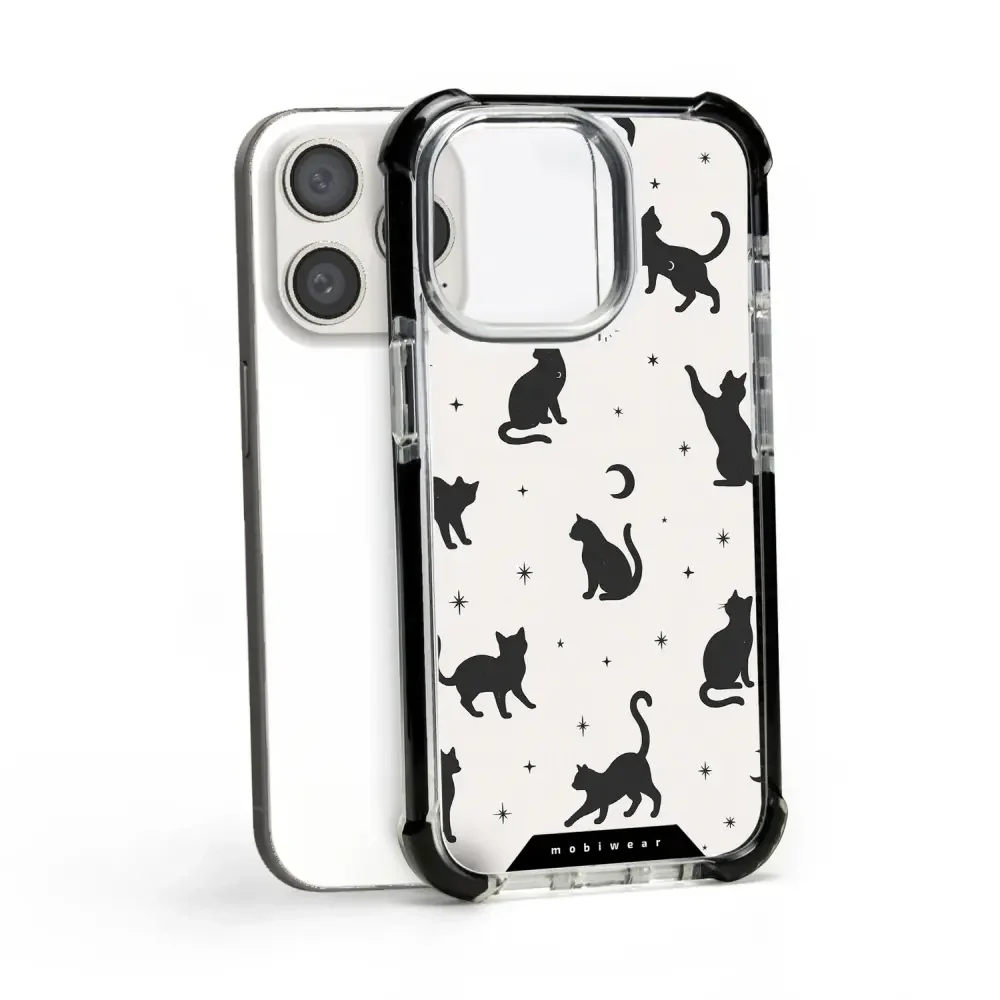 Handyhülle für iPhone 15 Pro mit MagSafe, Mobiwear Elite Bumper, Katzen-Nacht - Image 17