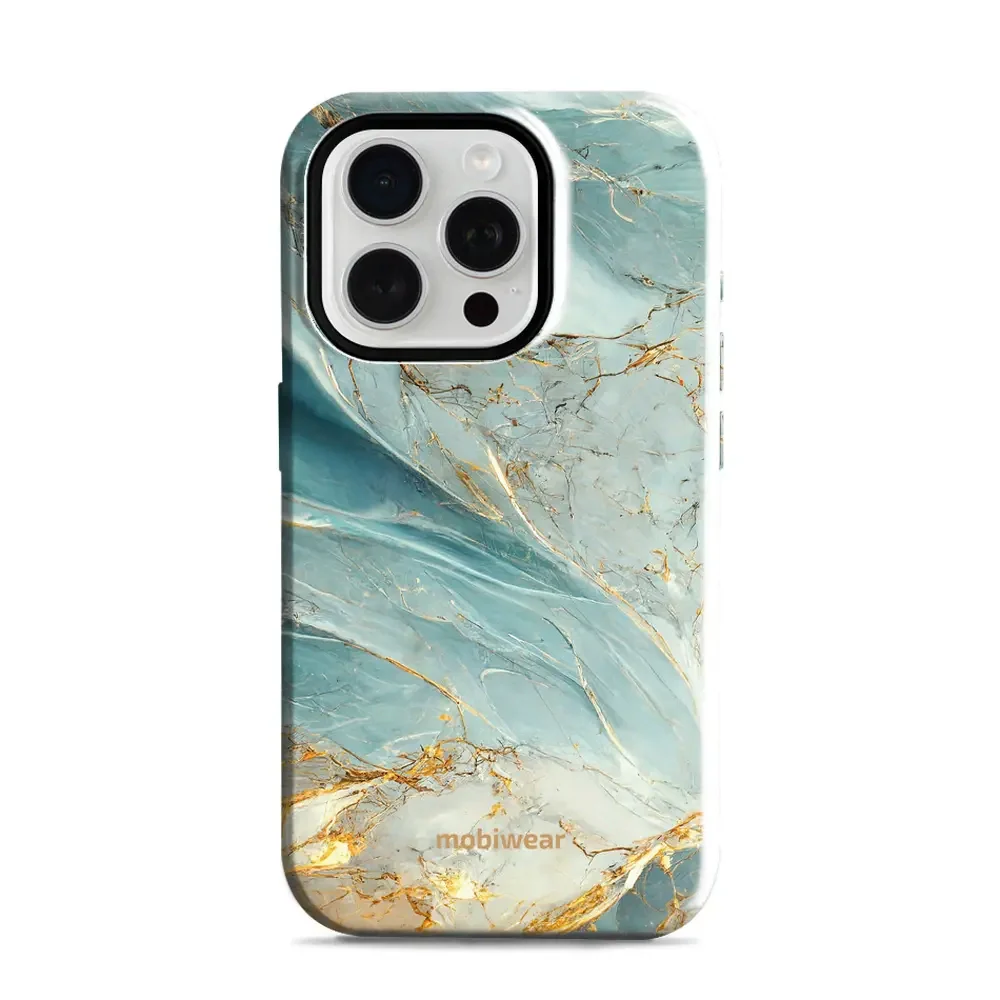 Handyhülle für iPhone 15 Pro, Mobiwear Elite Pro, Adern des Azur
