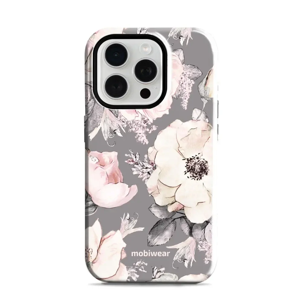 Handyhülle für iPhone 15 Pro, Mobiwear Elite Pro, Rosa-Blumig