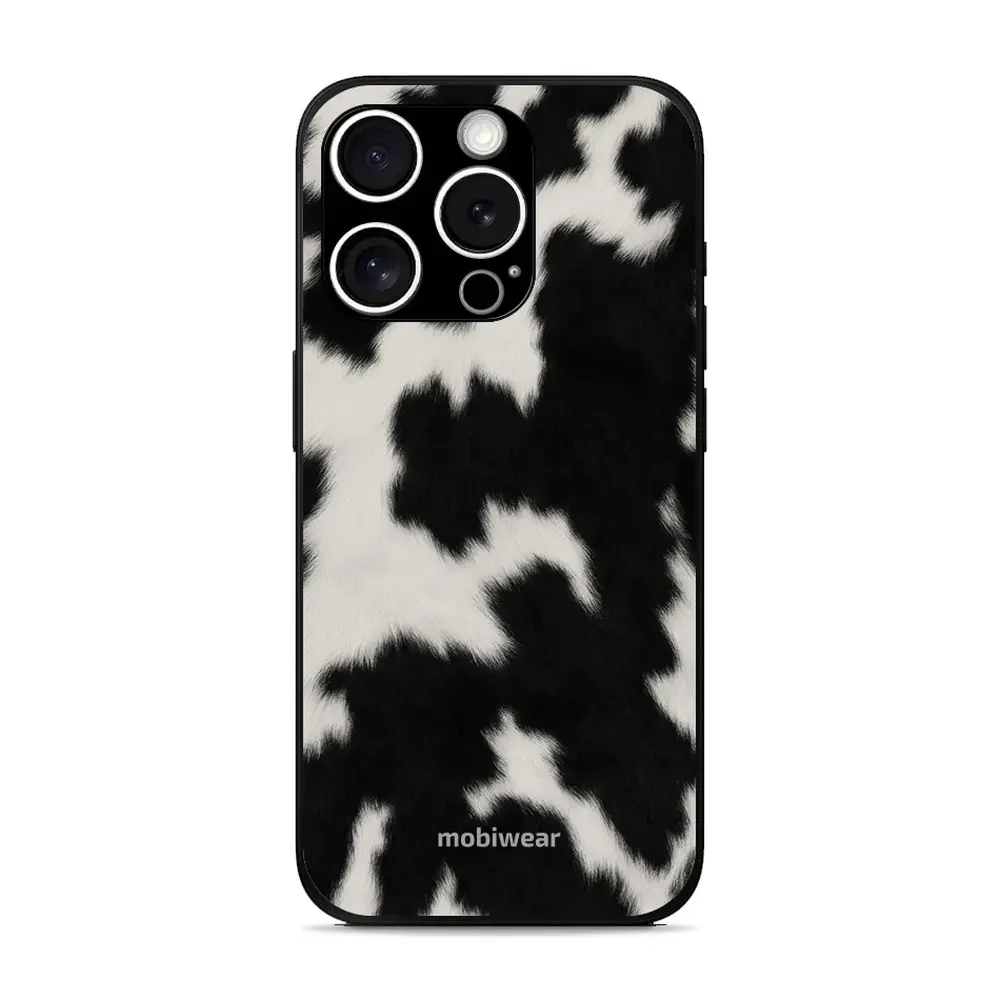 Handyhülle für iPhone 15 Pro, Mobiwear Glossy Case, Kuhfell-Optik