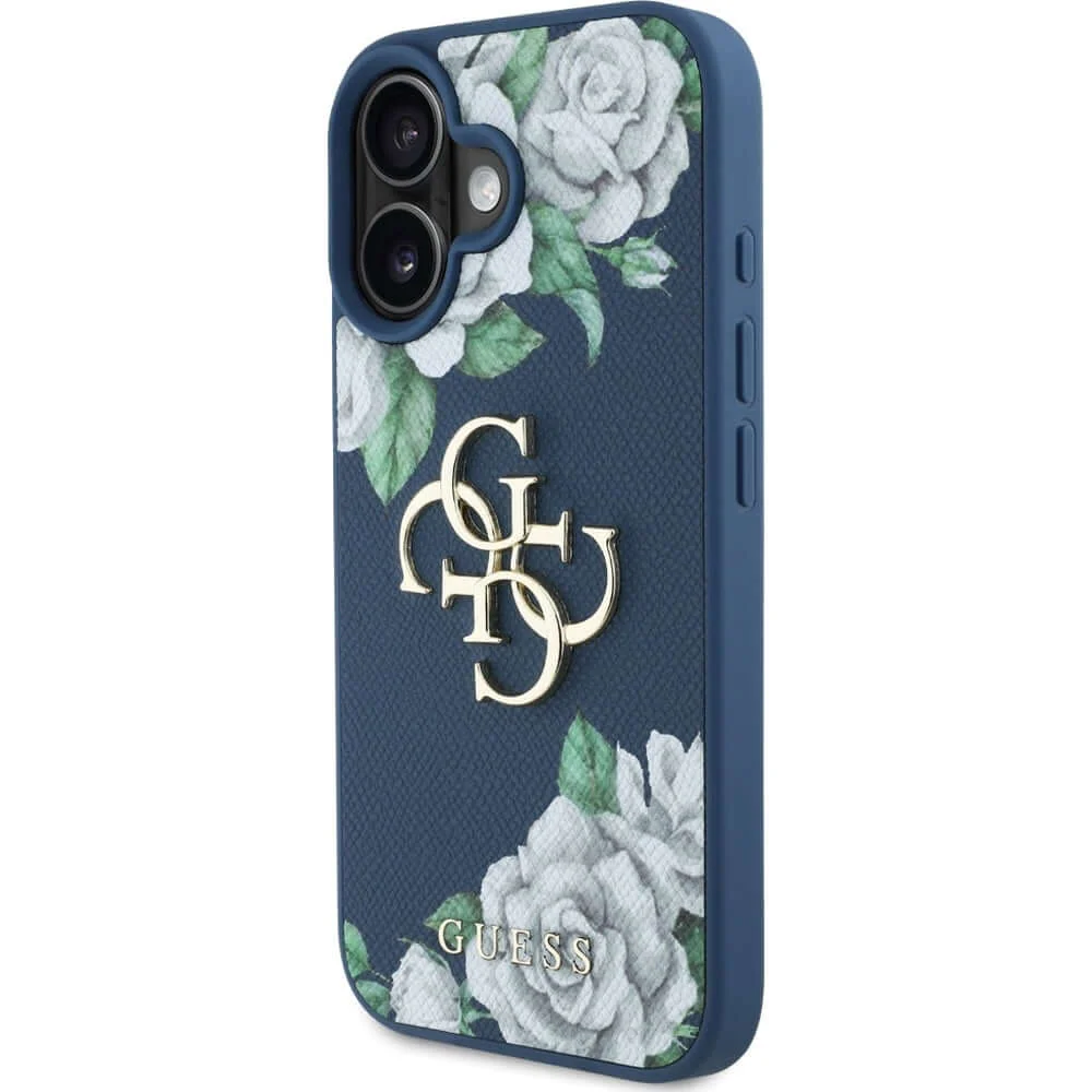 Handyhülle für iPhone 16, Guess Grained Roses Big 4G, Blau mit floralem Muster - Image 7