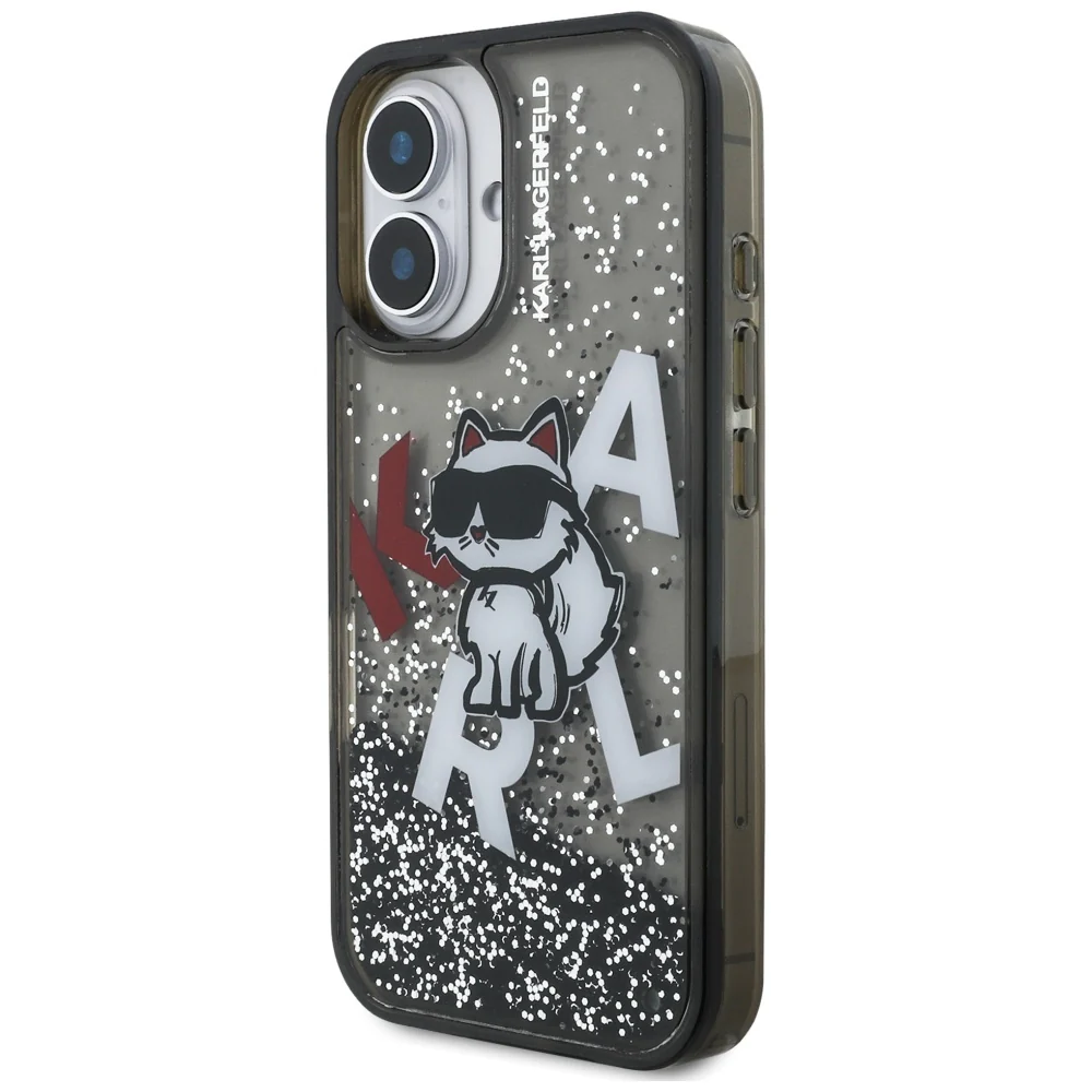 Handyhülle für iPhone 16, Karl Lagerfeld Liquid Glitter Choupette, Schwarz - Image 7