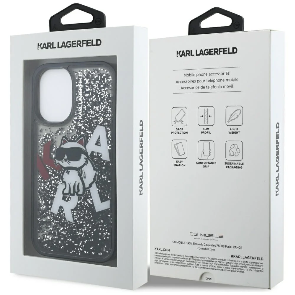 Handyhülle für iPhone 16, Karl Lagerfeld Liquid Glitter Choupette, Schwarz - Image 8