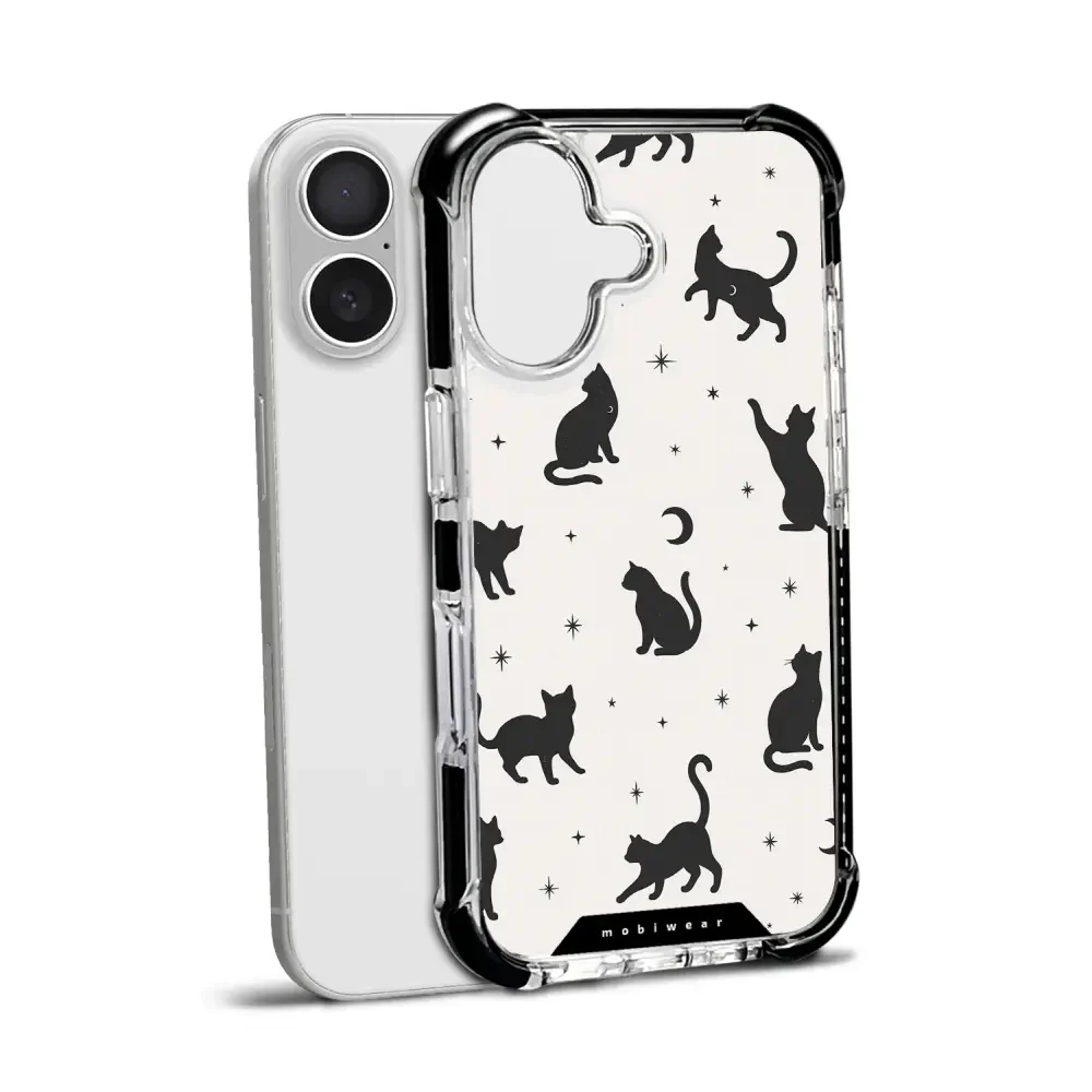 Handyhülle für iPhone 16 mit MagSafe, Mobiwear Elite Bumper, Katzen-Nacht - Image 17