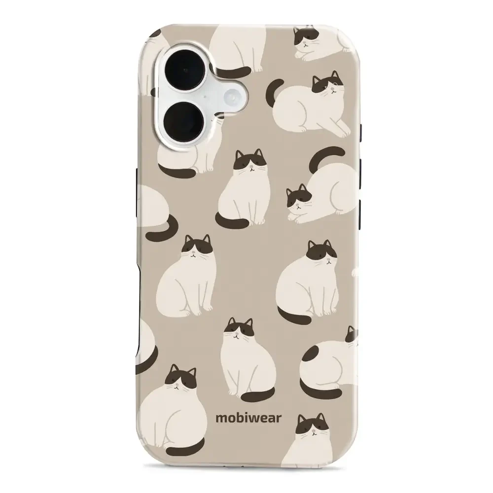Handyhülle für iPhone 16, Mobiwear Elite Pro, Kaffe Miau