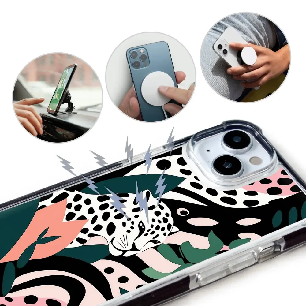 Handyhülle für iPhone 16 Plus mit MagSafe, Mobiwear Elite Bumper, Tropischer Gepard - Image 15