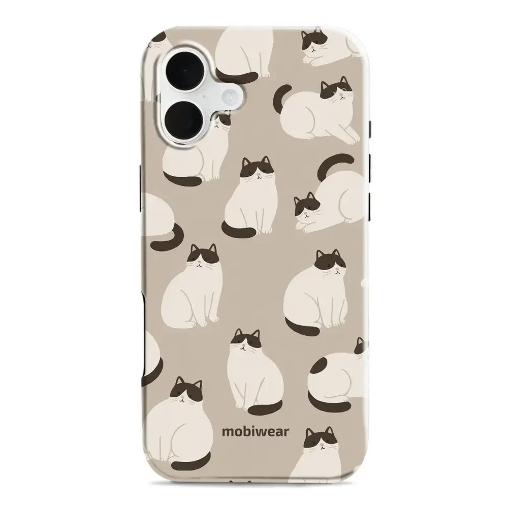 Handyhülle für iPhone 16 Plus, Mobiwear Elite Pro, Kaffe Miau