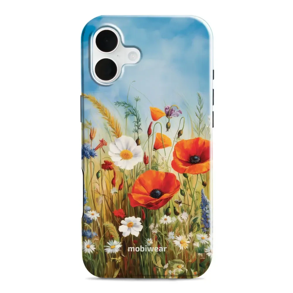 Handyhülle für iPhone 16 Plus, Mobiwear Elite Pro, Wiesenblumen