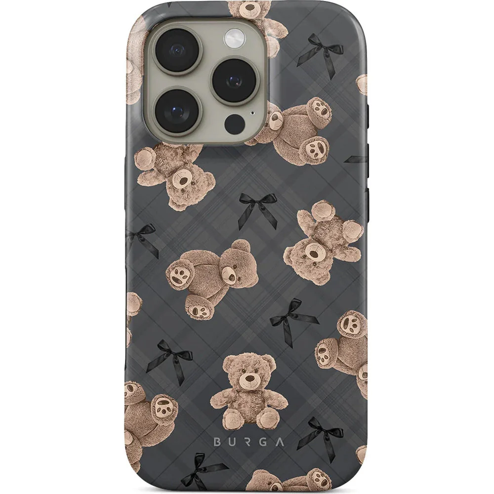 Handyhülle für iPhone 16 Pro, Burga BFF Tough Magnetic, Grau mit Teddybären