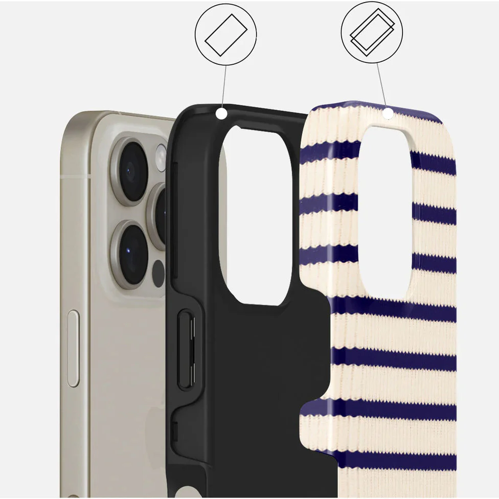 Handyhülle für iPhone 16 Pro, Burga Old Money Tough Magnetic, Beige und marineblau - Image 6