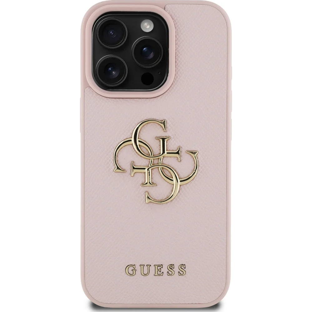 Handyhülle für iPhone 16 Pro, Guess Grained Big 4G Small Classic Logo, Rosa - Image 3
