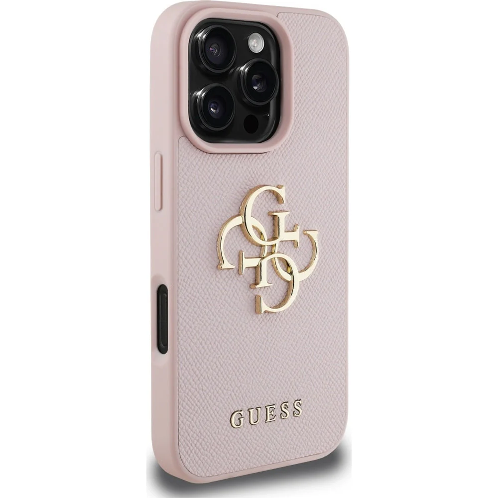 Handyhülle für iPhone 16 Pro, Guess Grained Big 4G Small Classic Logo, Rosa - Image 4