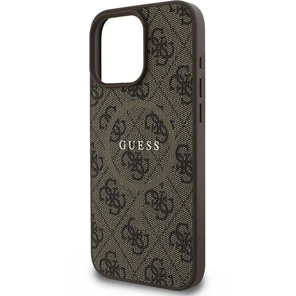 Handyhülle für iPhone 16 Pro, Guess Hardcase 4G Ring Classic Logo MagSafe, Braun - Image 6