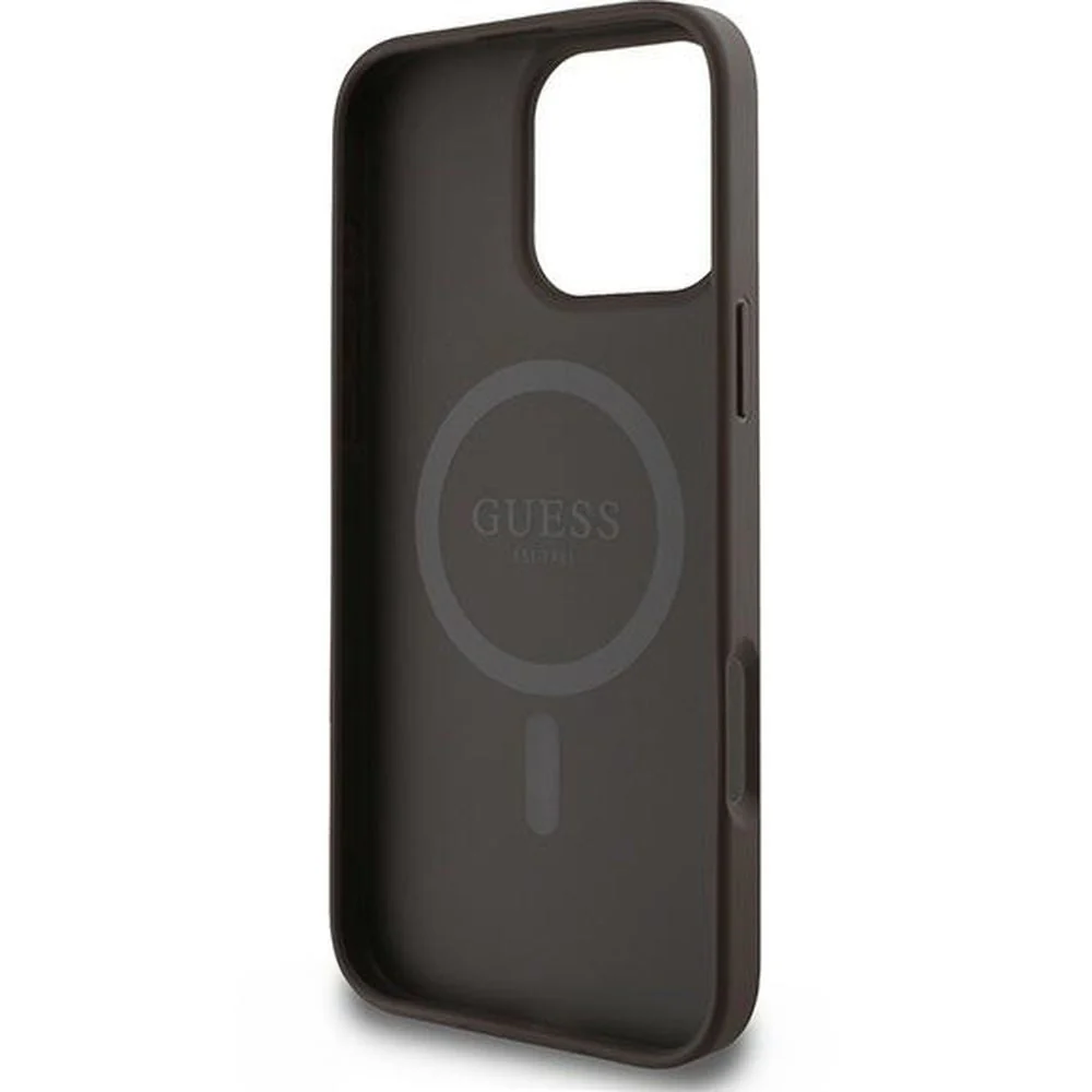 Handyhülle für iPhone 16 Pro, Guess Hardcase 4G Ring Classic Logo MagSafe, Braun - Image 7