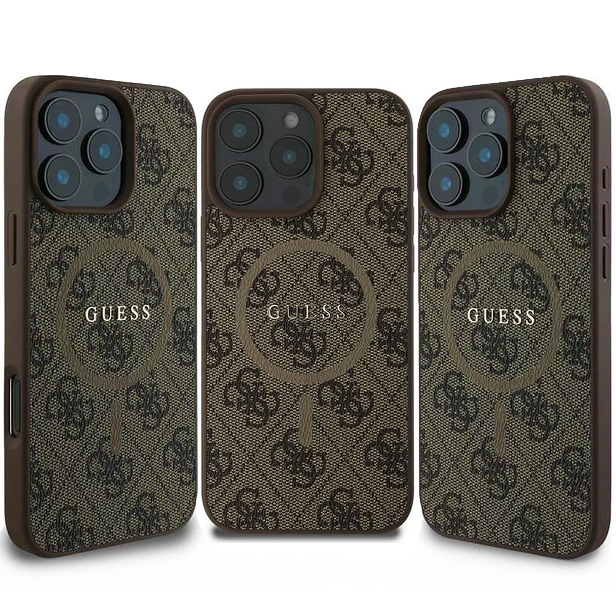 Handyhülle für iPhone 16 Pro, Guess Hardcase 4G Ring Classic Logo MagSafe, Braun - Image 8