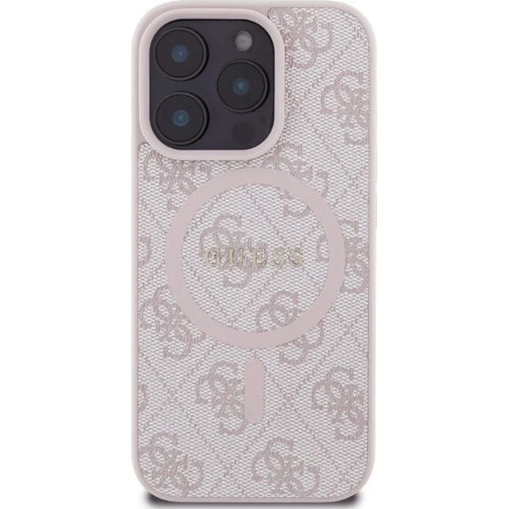 Handyhülle für iPhone 16 Pro, Guess Hardcase 4G Ring Classic Logo MagSafe, Rosa - Image 3