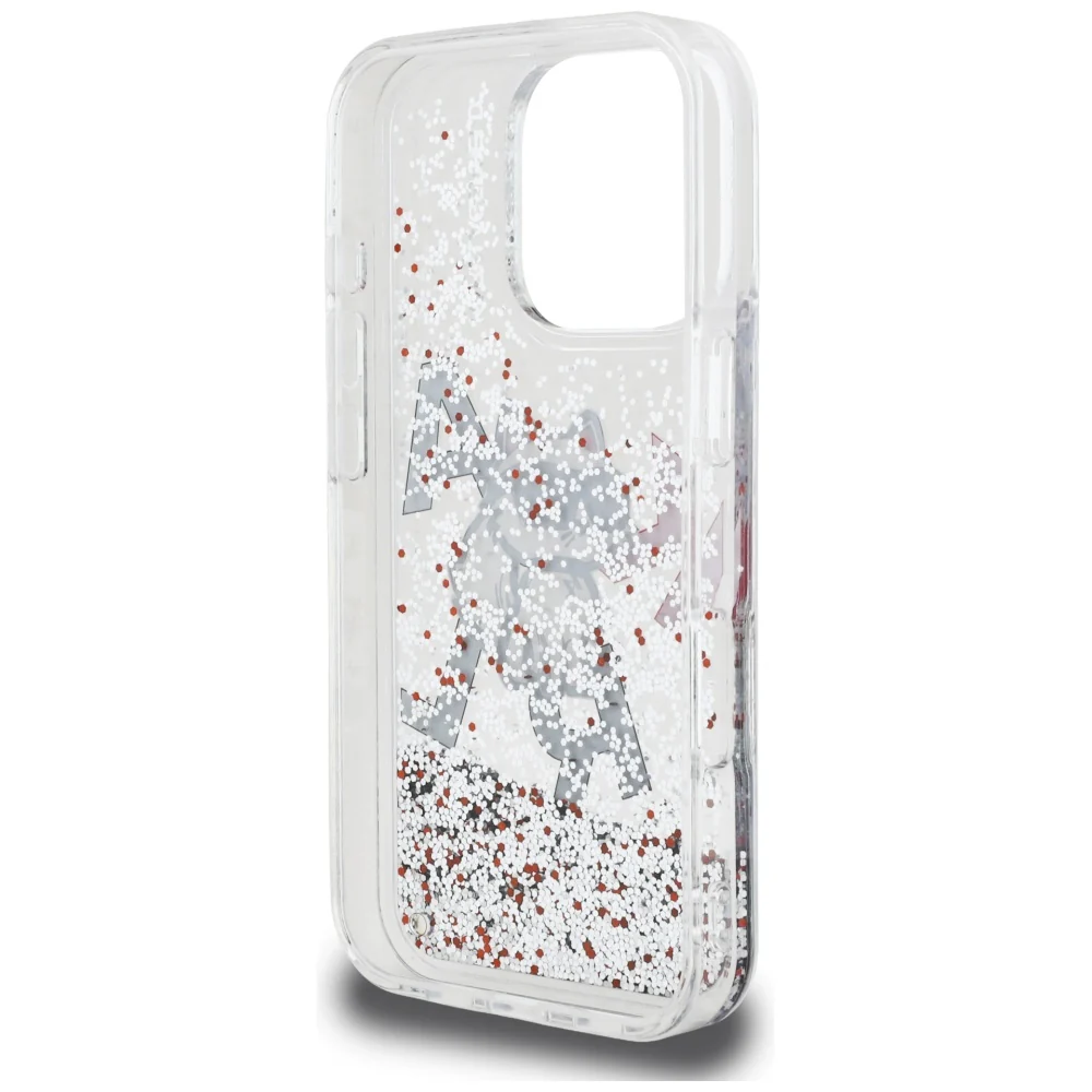 Handyhülle für iPhone 16 Pro, Karl Lagerfeld Liquid Glitter Choupette, Transparent