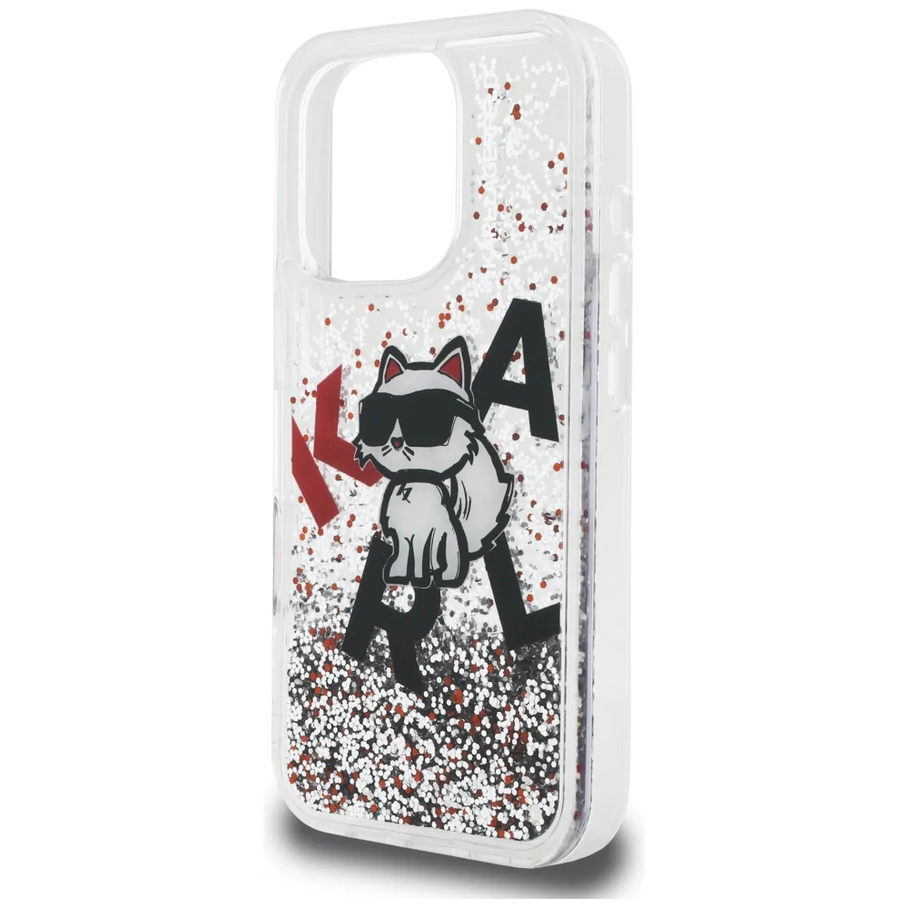 Handyhülle für iPhone 16 Pro, Karl Lagerfeld Liquid Glitter Choupette, Transparent - Image 2