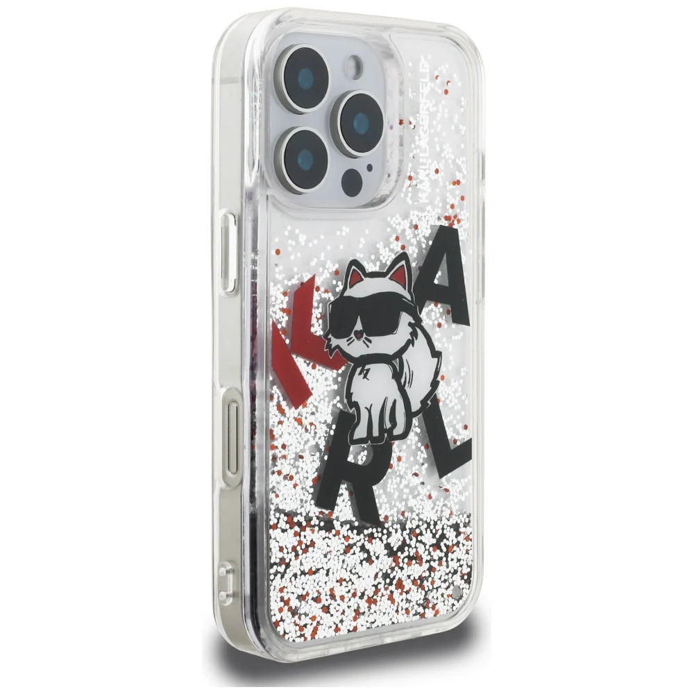 Handyhülle für iPhone 16 Pro, Karl Lagerfeld Liquid Glitter Choupette, Transparent - Image 4