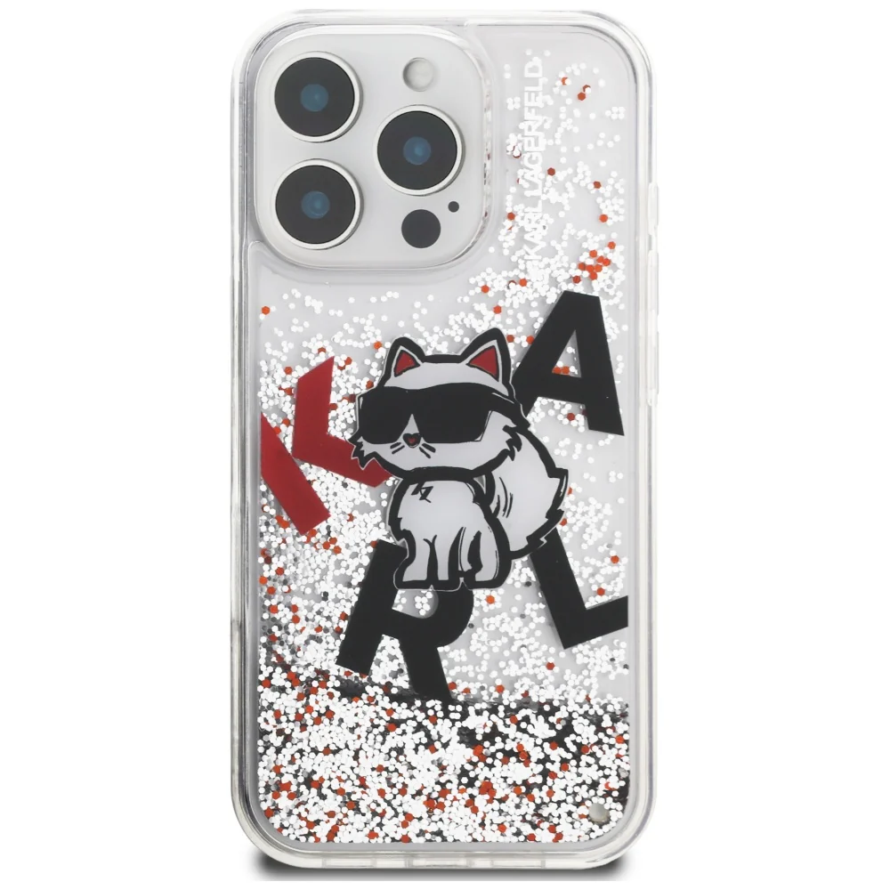 Handyhülle für iPhone 16 Pro Max, Karl Lagerfeld Liquid Glitter Choupette, Transparent - Image 6