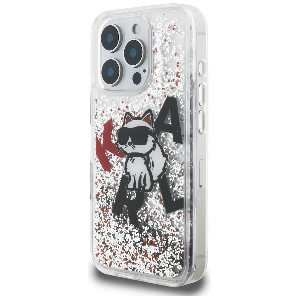 Handyhülle für iPhone 16 Pro Max, Karl Lagerfeld Liquid Glitter Choupette, Transparent - Image 7