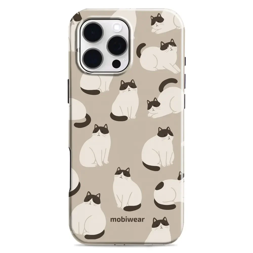 Handyhülle für iPhone 16 Pro Max, Mobiwear Elite Pro, Kaffe Miau