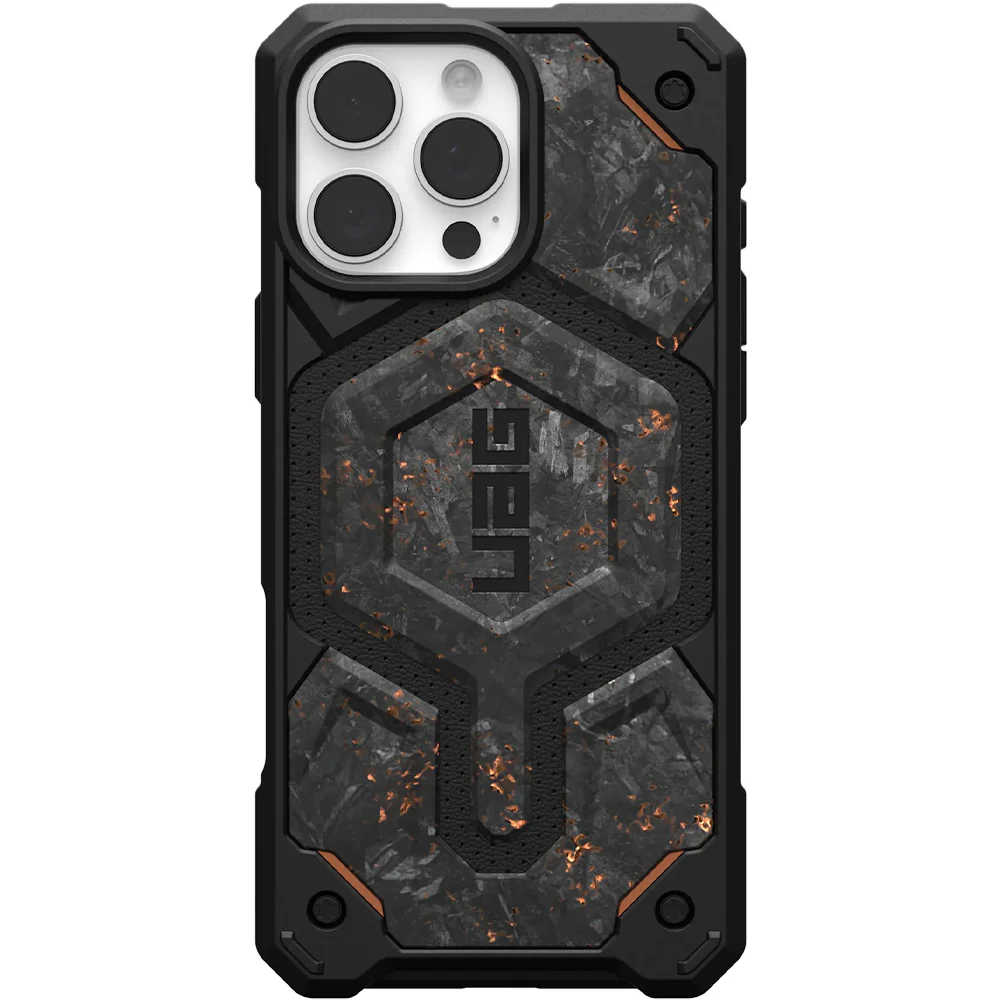 Handyhülle für iPhone 16 Pro Max, Urban Armor Gear Monarch Pro Mag mit MagSafe, Schwarz-Orange