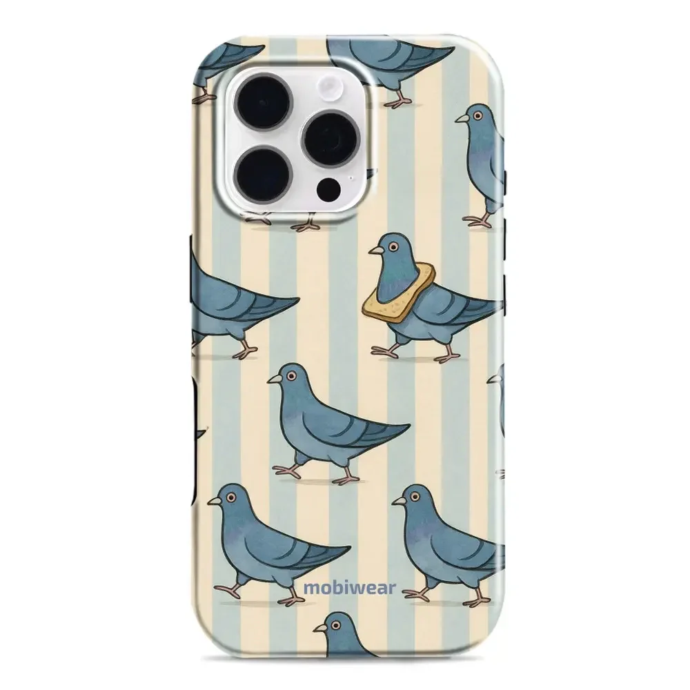 Handyhülle für iPhone 16 Pro, Mobiwear Elite Pro, Blaue Tauben