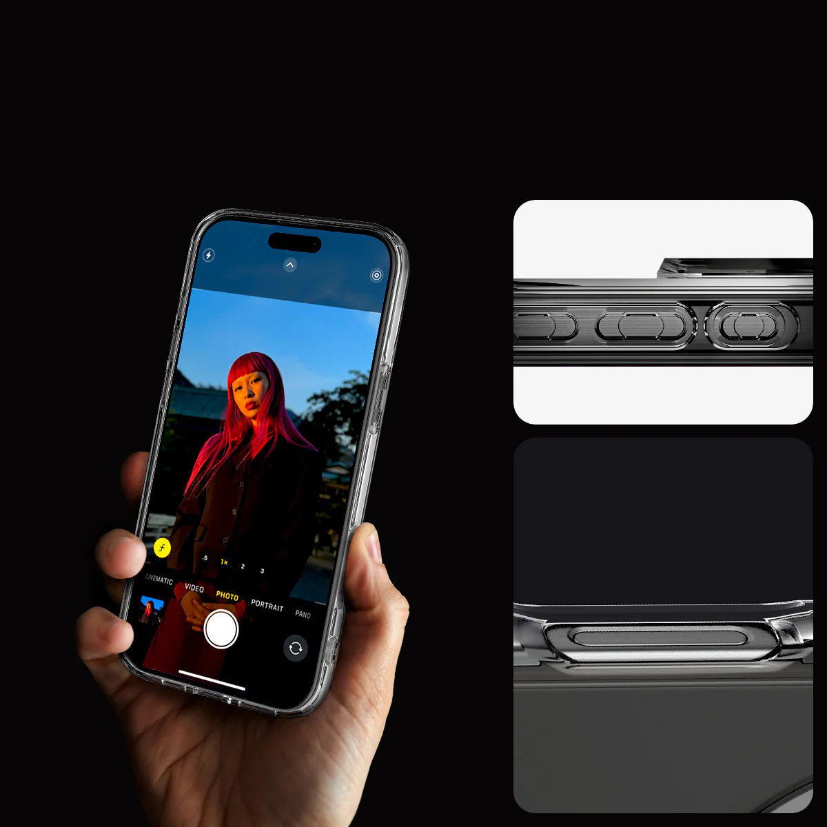 Handyhülle für iPhone 16 Pro, Spigen Crystal Hybrid Mag mit MagSafe, Transparent-Weiß - Image 11