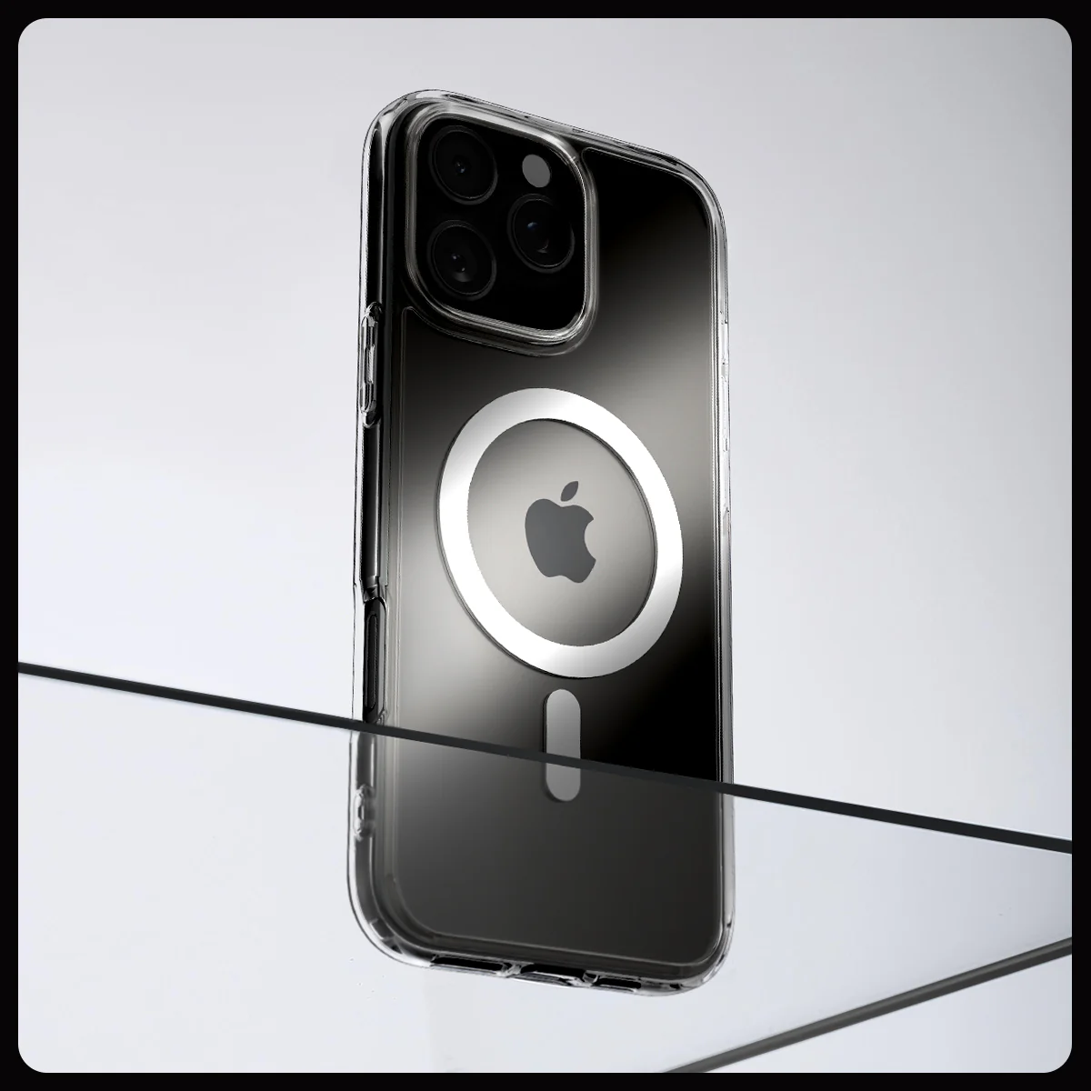 Handyhülle für iPhone 16 Pro, Spigen Crystal Hybrid Mag mit MagSafe, Transparent-Weiß - Image 12