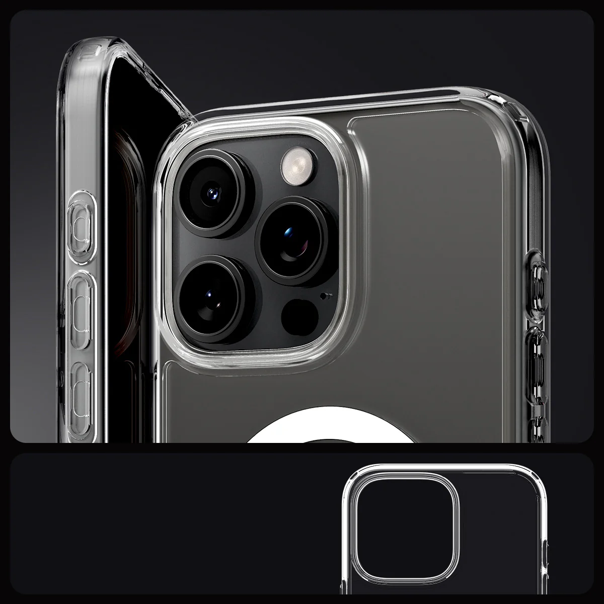Handyhülle für iPhone 16 Pro, Spigen Crystal Hybrid Mag mit MagSafe, Transparent-Weiß - Image 8