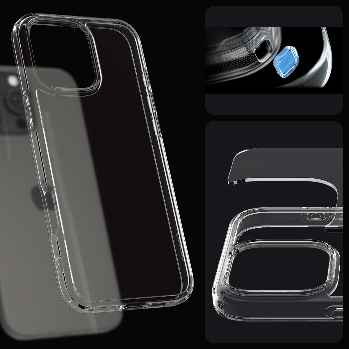 Handyhülle für iPhone 16 Pro, Spigen Crystal Hybrid, Transparent - Image 5