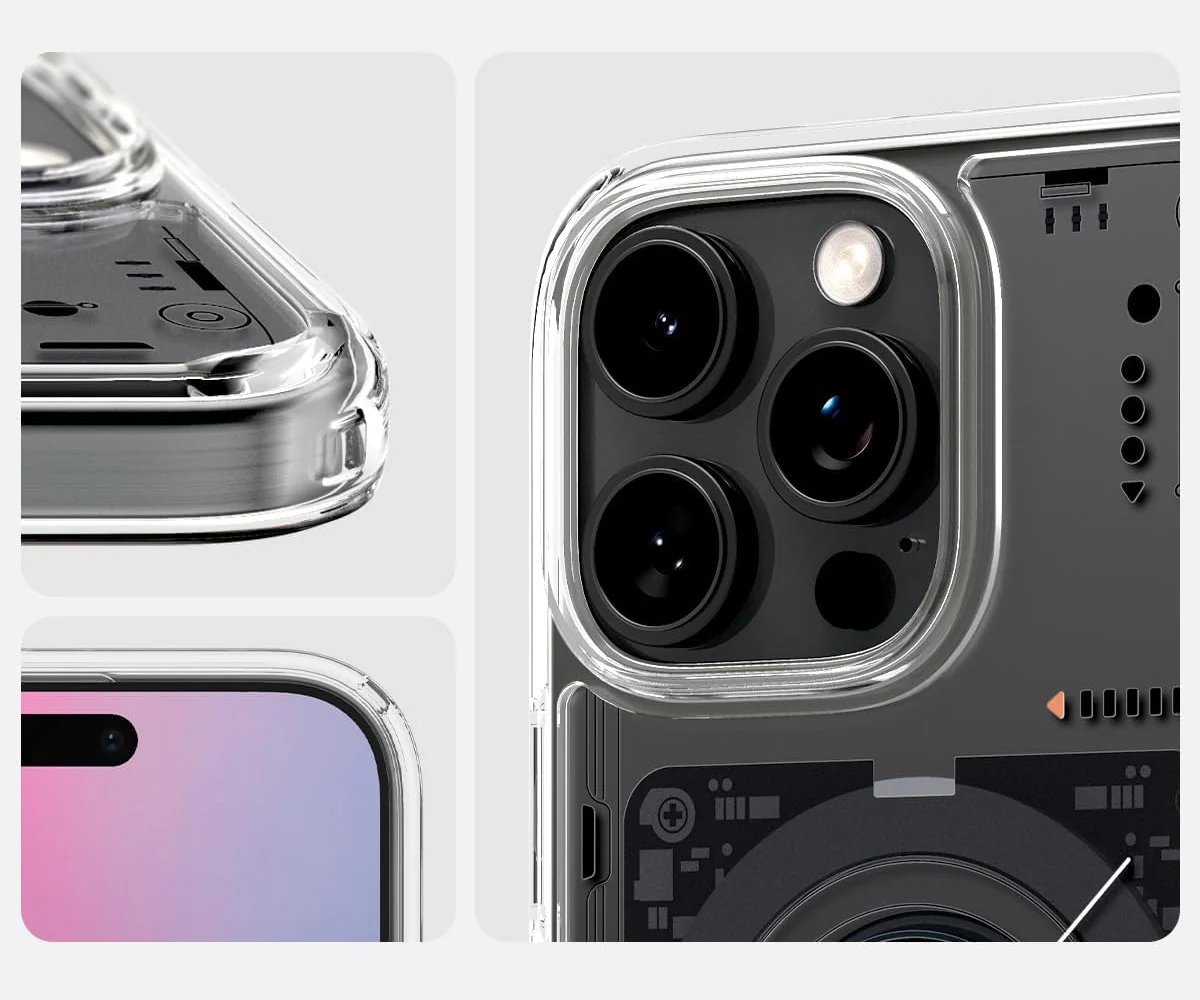 Handyhülle für iPhone 16 Pro, Spigen Ultra Hybrid Mag mit MagSafe, Transparent-Gemustert (Neo One) - Image 10
