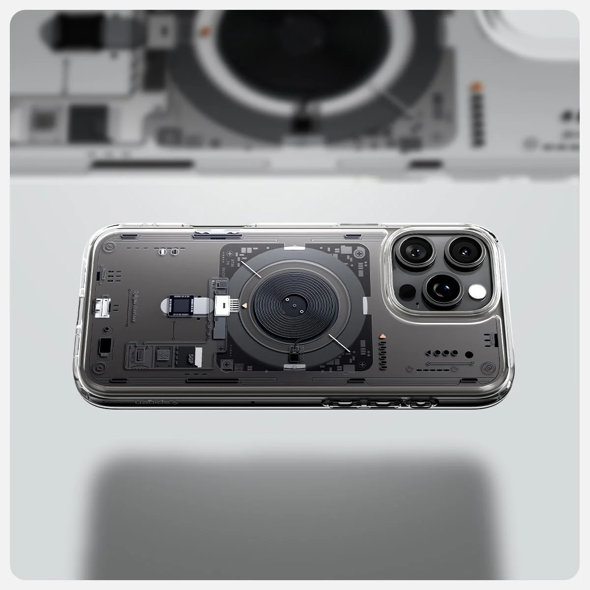 Handyhülle für iPhone 16 Pro, Spigen Ultra Hybrid Mag mit MagSafe, Transparent-Gemustert (Neo One) - Image 12