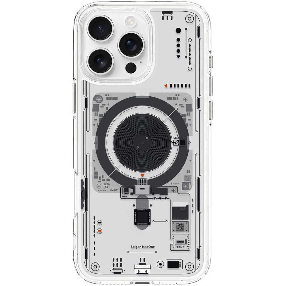 Handyhülle für iPhone 16 Pro, Spigen Ultra Hybrid Mag mit MagSafe, Transparent-Gemustert (Neo One) - Image 2