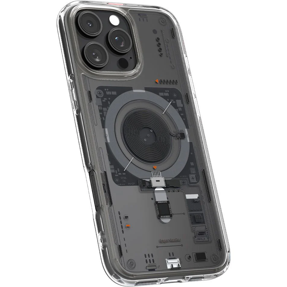 Handyhülle für iPhone 16 Pro, Spigen Ultra Hybrid Mag mit MagSafe, Transparent-Gemustert (Neo One) - Image 3