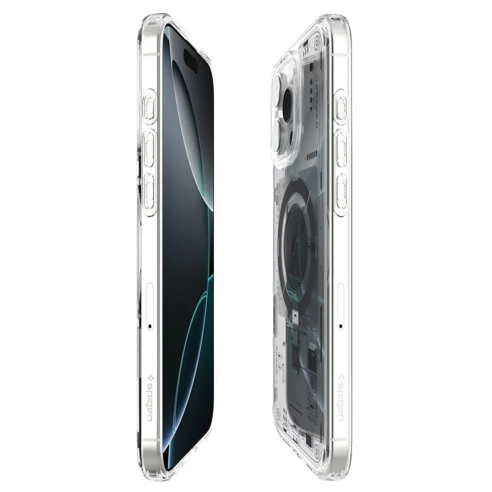 Handyhülle für iPhone 16 Pro, Spigen Ultra Hybrid Mag mit MagSafe, Transparent-Gemustert (Neo One) - Image 4