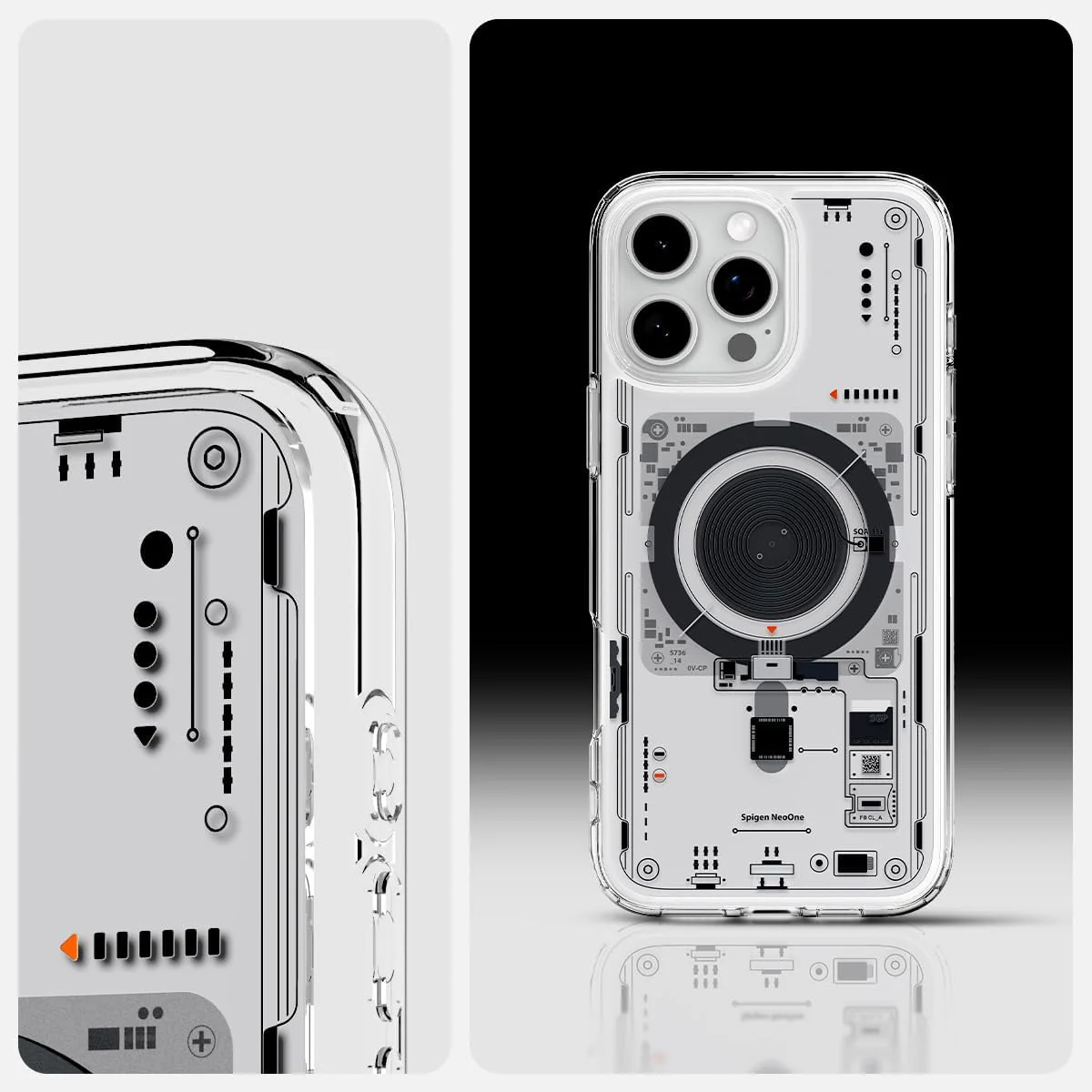 Handyhülle für iPhone 16 Pro, Spigen Ultra Hybrid Mag mit MagSafe, Transparent-Gemustert (Neo One) - Image 8