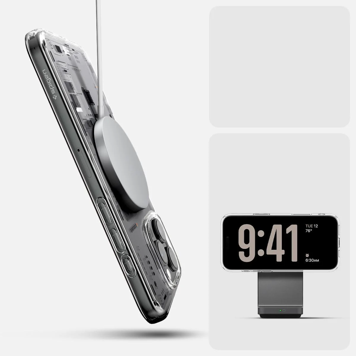 Handyhülle für iPhone 16 Pro, Spigen Ultra Hybrid Mag mit MagSafe, Transparent-Gemustert (Neo One) - Image 9