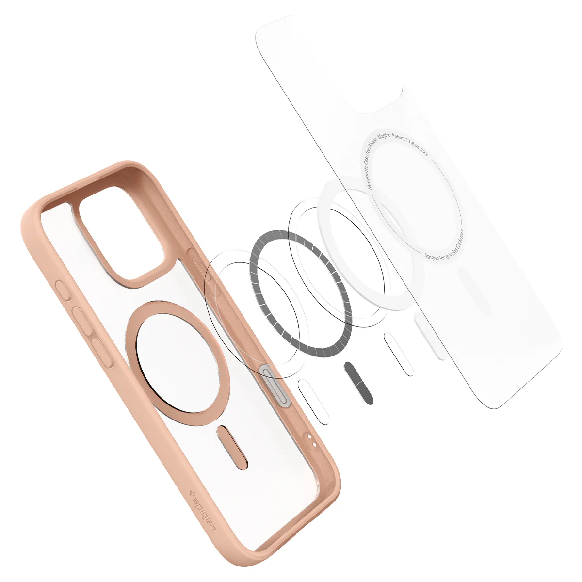 Handyhülle für iPhone 16 Pro, Spigen Ultra Hybrid T Mag (CC) mit MagSafe, Durchscheinend-Rosa - Image 9